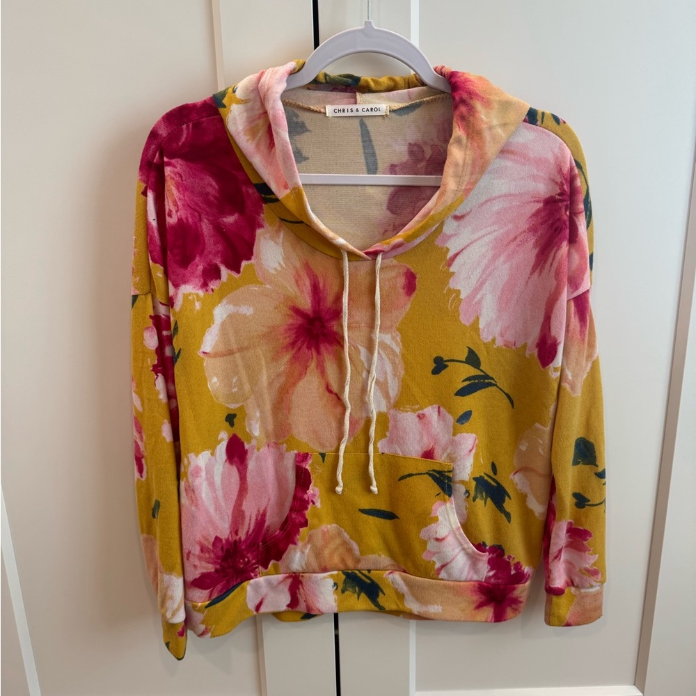 Chris & Carol Women's Floral Hoodie - Pink and Yellow